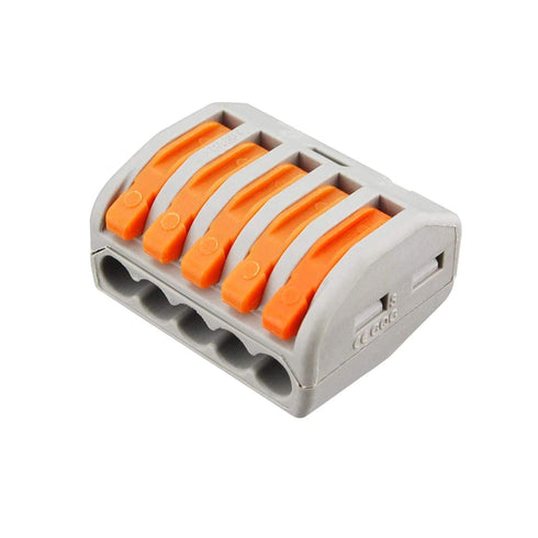 50 Pack Lever Nut Wire Connector - 5 Port PCT-215 Assortment Conductor Compact Wire Connectors Terminal Block Wire Push
