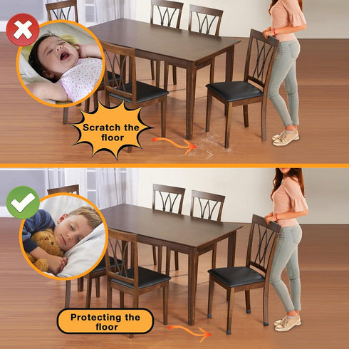 32 Pcs Rectangle Chair Leg Floor Protectors, Silicone Chair Leg Protectors for Hardwood Floors, High Elastic Chair Leg