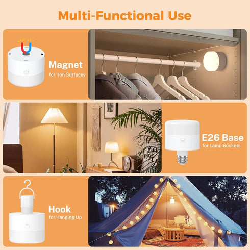 1 Pack 13000 Bulb, Bulb Dimmable Bulb mAh Battery Light Rechargeable with Remote, Wireless Light for Lamp Sconces Home