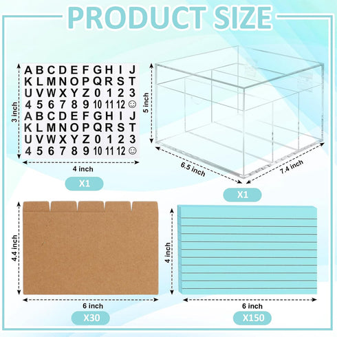 DLUGOPIS 4x6 5 150 Index Card Holder Acrylic Index Card Organizer Clear Index Card Box Flash Card Holder with Index