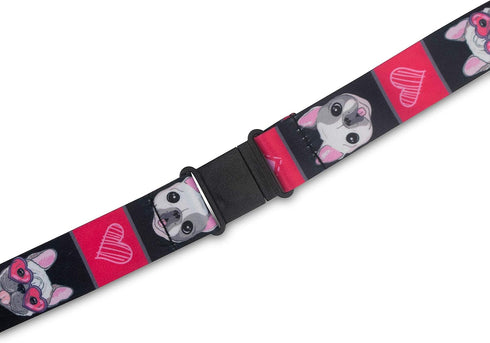 Limeloot French Bulldog Premium Wide Lanyard, Breakaway Release Buckle & Flat Ring, Frenchie Design
