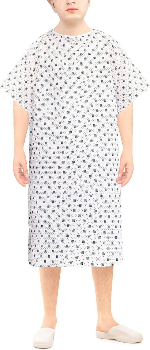 2XL Linteum Textile Supply Hospital Patient Gowns Cotton Blended Unisex Comfortable & Durable with Back Ties Fits Up