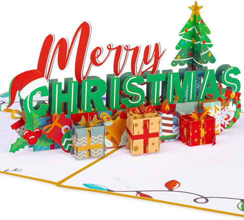 Paper Love Pop Up Christmas Card, 3D Merry Christmas, for Christmas or Holidays, 5" x 7" Cover with Envelope and