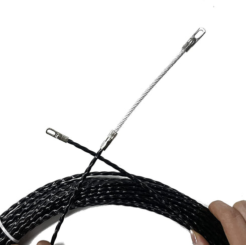 15M Cable Puller Rod, Duct Push Rod Fastener, Four Leaf Spiral Fish Tape for Cable Pulling