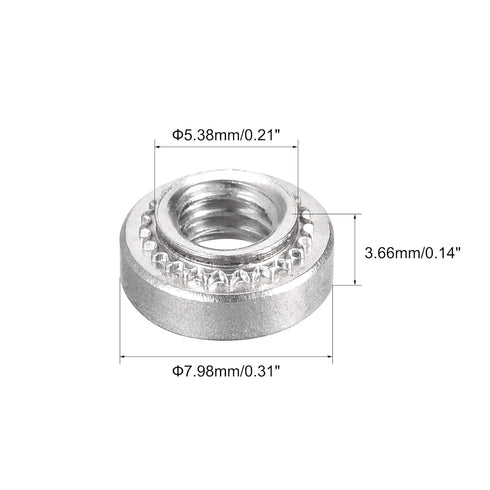 uxcell Self -Clinching Nuts,#8-32 x 0.14-Inch Stainless Steel Rivet Nut Round Head Steel Metal Sheet Mounting Hardware Fastener 100pcs