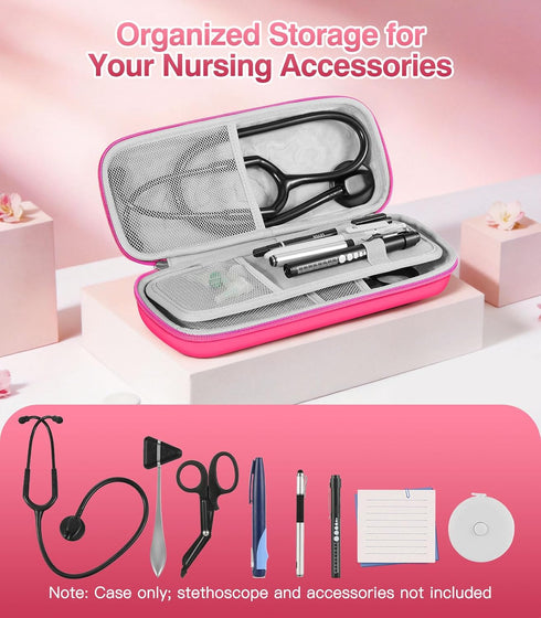 3M Hard Shell Stethoscope Case for Littmann Classic III, Lightweight II S.E, MDF Acoustica Stethoscope, Includes Mesh