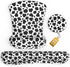 Wrist Rest Support Ergonomic Gel Mouse Pad & Memory Foam Keyboard Set, Non-Slip Rubber Base, Black and White Dot