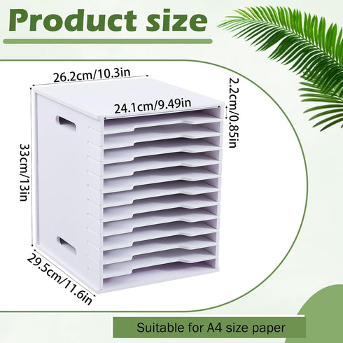 Juexica 12 Tier Scrapbook Paper Organizer for 8.5" x 11" White Cardstock, Stackable Desktop Storage Rack