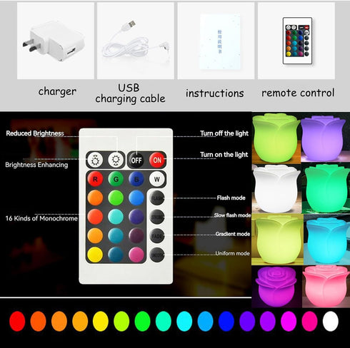 Tashace 16 Dimmable, IP65 (1PACK) LED Night Light Flower Lamp RGBW Colour Changing Lamp Mood Light with Remote, Colors