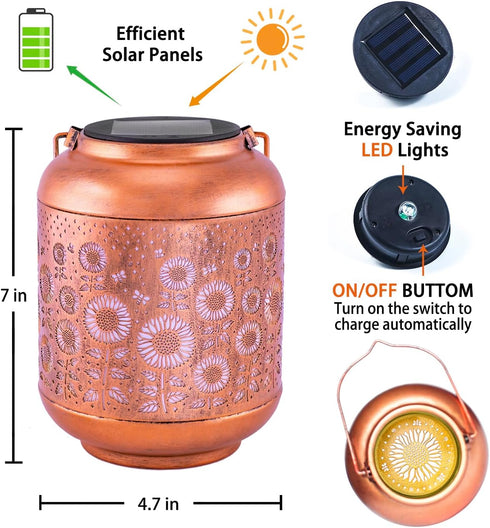 Sunflower Solar Lanterns Outdoor Waterproof Hanging Solar Lights Sunflower Gifts for Women/Men/Sunflower Lovers Gifts
