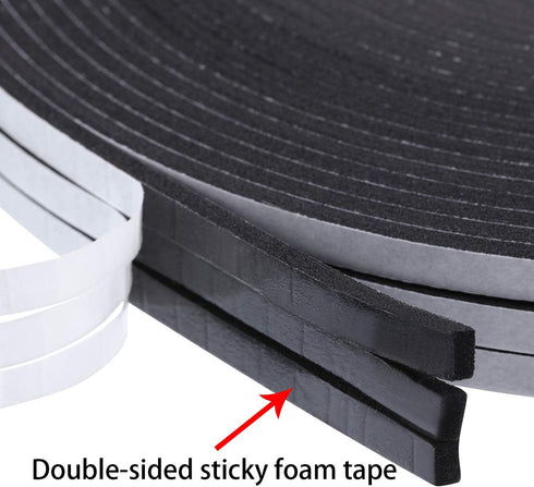 Tatuo Double Sided Foam 1/8 Inch Mounting Adhesive Thick Tape, 3 Rolls (1/4 Inch Wide by 32.8 Feet)