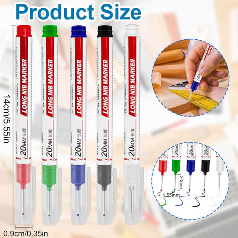 CSMGY 10 Pcs Long Head Deep Hole Marker - Long Nib Markers, Multi-purpose Deep Hole Marker Pens, Quick Dry Waterproof