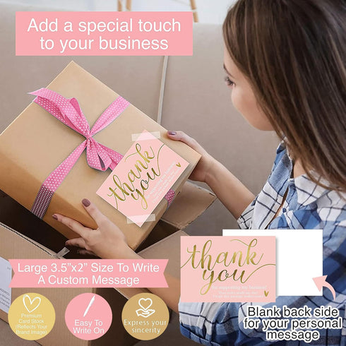 Gvhntk 620Pcs Set 100 500 20 Packaging Thank You Business Cards Stickers Gold Foil Include Thank You Business Card
