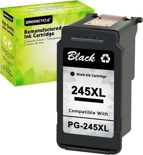 greencycle Remanufactured Ink Cartridge (Black, 1 Pack) Compatible for Canon PG-245XL, Pixma MG2522 Printers