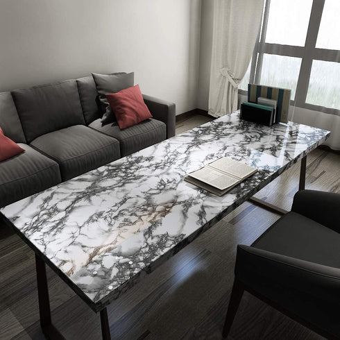 YENHOME 17.7"X118" Gray Marble Wallpaper Peel and Stick Contact Paper for Waterproof Kitchen and Bathroom Countertops.