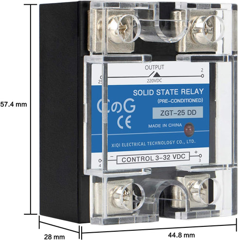 CG Solid State Relay SSR-25DD DC to DC Input 3-32VDC to Output 5-240VDC 25A Single Phase Plastic Cover