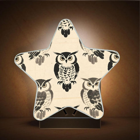 Burbuja 0.2W Ink Owls LED Night Light Plug into Wall Star-Shaped Nightlight Dusk to Dawn Auto Sensor for Bedroom