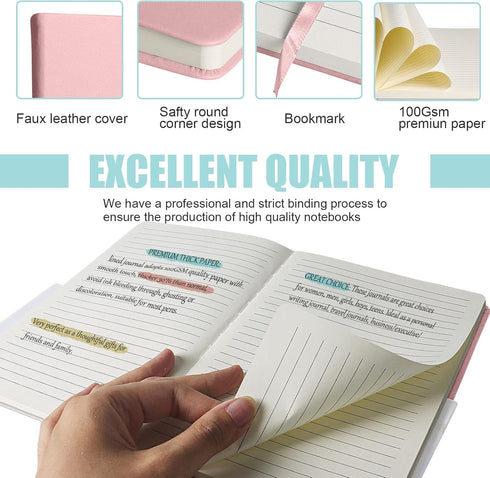 Lined Journal Notebook, Pink, 160 Pages, Medium 5.7 inches x 8 inches, 100 gsm Thick Paper, Hardcover