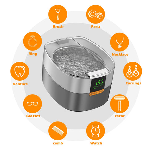 KECOOLKE Ultrasonic Jewelry Cleaner, 750ml Sonic Cleaner with Digital Timer for Eyeglasses, Rings, Coins, Silver,