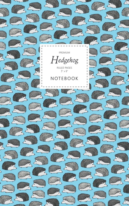 Hedgehog Notebook - Premium: Fun Ruled Pages - 5x8 - Blue Edition with 96 Lined Pages
