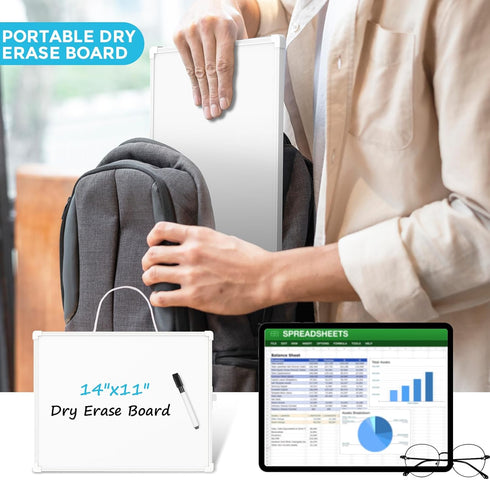 MaxGear 14"x11" Double-Sided Dry Erase Board, Hanging Whiteboard for Wall with Black Marker for Students