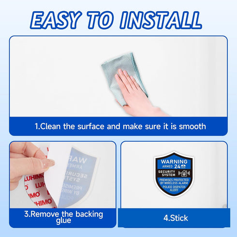 3PCS 24 2.8x2.4 Security Alarm System Sign for Home, Self-Adhesive Weatherproof Small Hours Warning Sticker, Safety