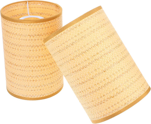 Kisangel 2pcs Rustic Rattan Drum Lamp Shades for Floor and Table Lamps