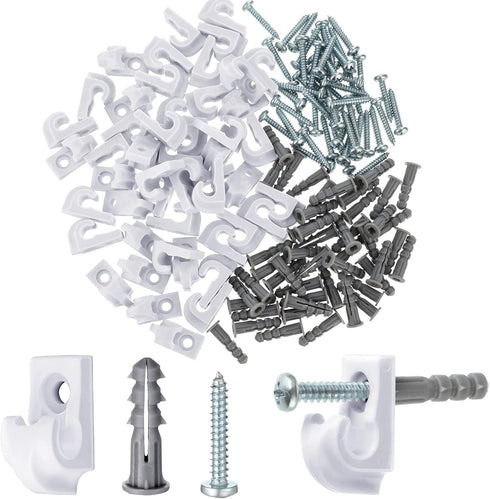 Down Wall Clip Closet Shelves Clips, Plastic Wire Shelf Loop Clips for Wire Shelving (16 Pack, White)
