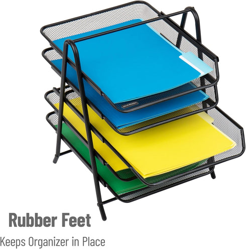 Mind Reader Paper Tray and File Folder Set, Desktop Organizer, Storage for Office, Metal Mesh, 11.75"L x 14"W x 14.5"H,