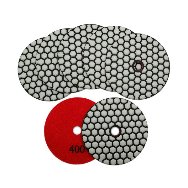 SHDIATOOL Dry Diamond Polishing Pads 4-Inch Sanding Disc Grit 400 for Granite Marble Stone, 7 Pcs