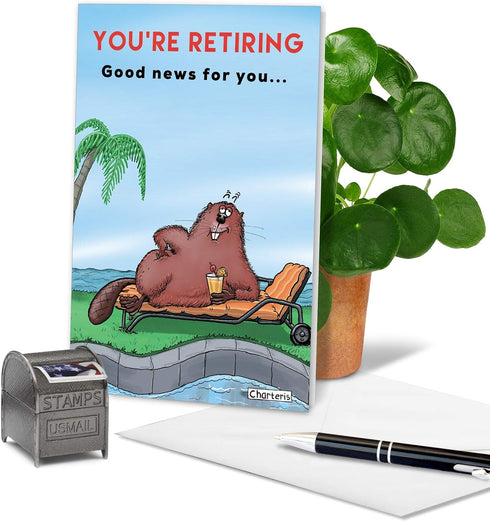 NobleWorks Dam Shame - Pun Retirement Greeting Card for Coworker, Boss - Funny Farewell Otter C7267RTG-US