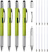 MECCANIXITY 4pcs 6 in 1 Multitool Tech Tool Pen Gifts for Men, Green with Ballpoint Pen, Ruler, Screwdriver, Stylus
