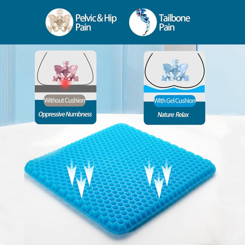 Large Gel Seat Cushion for Long Sitting, 17.7 x 17.7 inches, Soft & Breathable Non-Slip Cover for Chair