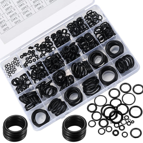 O Ring Assortment Kit, 360 Pcs Rubber Washer O-Rings, 24 Sizes for Faucet, Hose, Automotive Repair