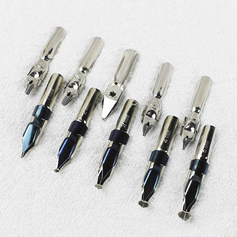 GIFTS Calligraphy Pen Set, 12-Piece Kit, 5 Nib & 5 Ink Set, Antique Dip Feather Pen Set (Wood + Feather)