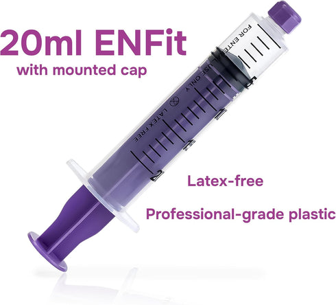 20ml (Pack 30) 30/bx Blister-Packed ONE-CARE Syringes ENFit of with Mounted Cap, Sterile, Syringes