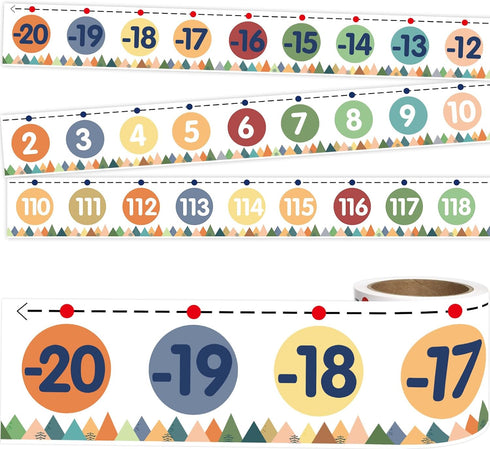 Number Line Bulletin Board Border, -20 to 120 Straight Trim for Classroom Math Decorations and Moving Mountains Roll