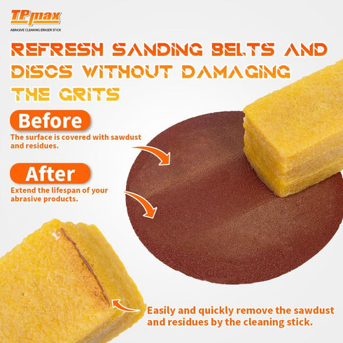 12" x 2" x 2" Inch Abrasive Cleaning Eraser Stick for Sanding Belts & Discs, Natural Rubber Build for Skateboard and