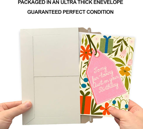 Prime Greetings Birthday Card for Aunt, Eco-Friendly Thick Card Stock with Premium Envelope 5in x 7.75in, Made in