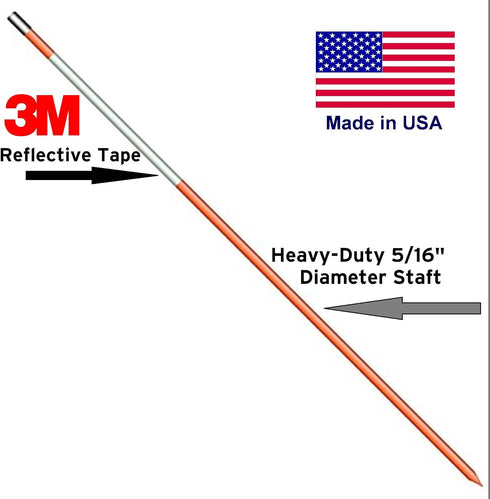 Fiberglass Innovations 665-10 48-Inch Hammer Pack 10 Snow Pole Driveway Marker, with Reflective Tape, Hiviz Orange