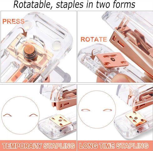 Desk Organizers and Accessories 7-Piece Set with 360-Degree Rotating Pen Holder, Acrylic Stapler, Tape Holder, Scissor,