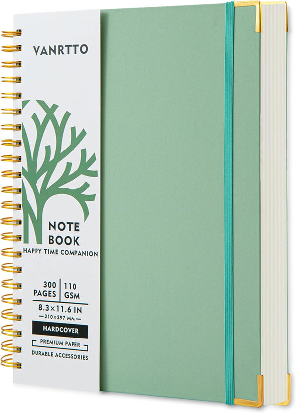 Hardcover Spiral Notebook, 8.5 x 11 IN, College Ruled, 300 Pages, 110 GSM Thick Lined Paper, for Work, School