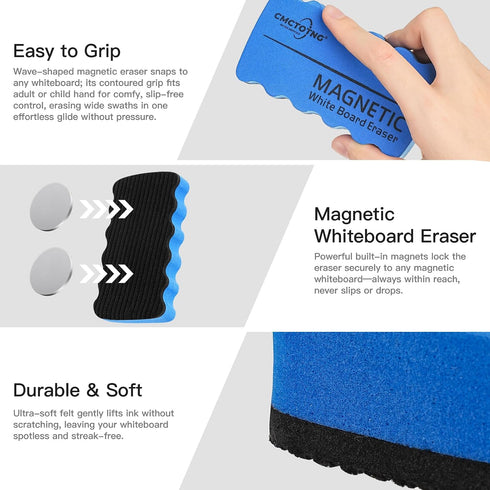 8 Pack (4 Dry Erase Erasers, Magnetic White Board Erasers for Whiteboard & Chalkboard, No Smudge EVA Cleaner, Strong