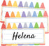 Well Tile Cartoon Crayon Desk Name Stickers 4.5x9.7 Inch-Waterproof Desk Toppers Nameplates Classroom Name