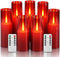 Homemory Red Acrylic Flameless LED Candles with Remote & Timer, Battery Powered,