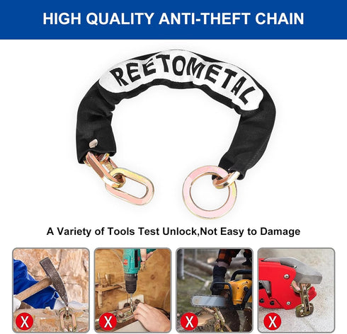 2.5FT 3/8" Heavy Duty Security Chain, x Thick Hardened Steel Cut Proof Anti-Theft Lock Chain for Motorcycles, Bikes