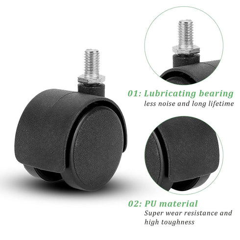 4 Packs Swivel Casters, 1.5 in Heavy Duty Replacement Wheels for Furniture, Cabinet, Office Chair