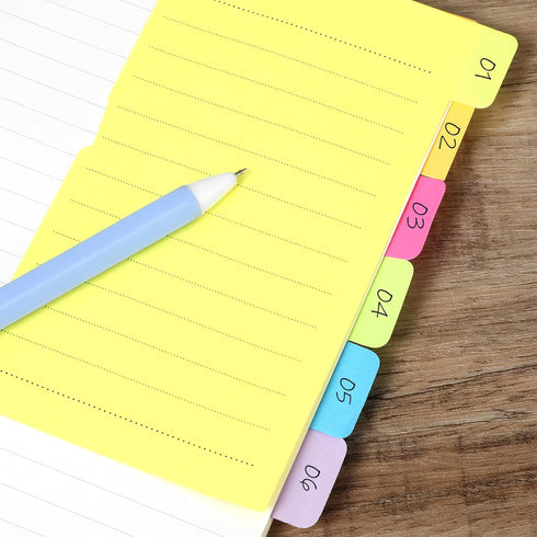 Sticky Notes Set, 2 Pcs Tabbed Self Stick Lined Note Pad Tabs, Portable Stickers, Bright Color Writing Pads Supplies