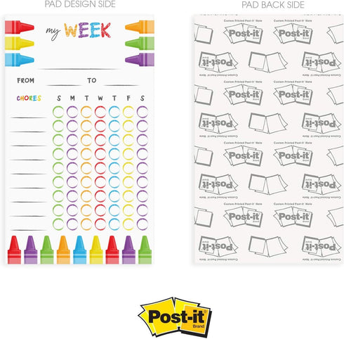 Cheerful Crayon Design Weekly Chore Chart, 6" x 10" Sticky Note Fill in Task List
