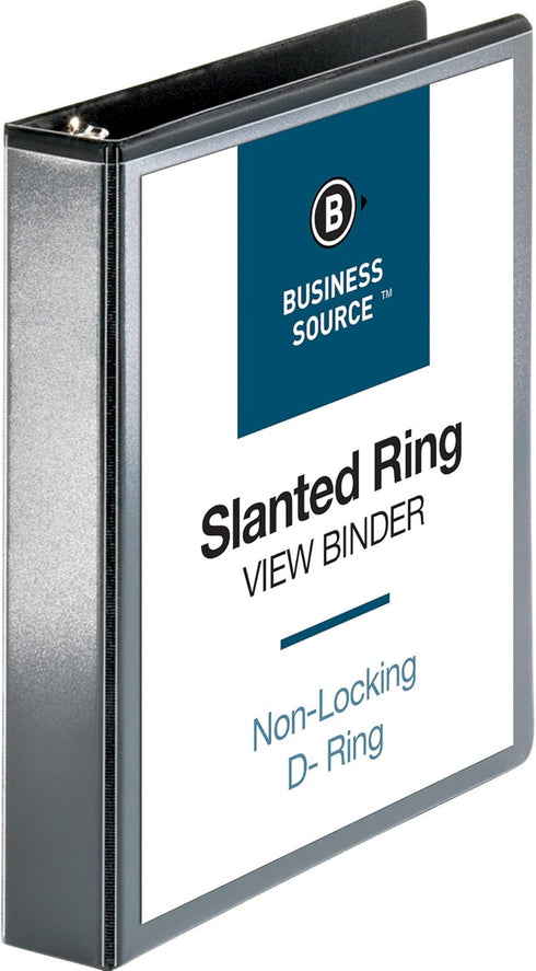 Business Source 28447 D-Ring View Binder, 1-1/2-Inch Capacity, 11x8-1/2-Inch, Black for Document Organization